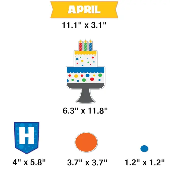 Carson Dellosa 106 pc Bundle of Birthday Decorations, Calendar Monthly Headers, Hats, Presents, Candles, Cake, and Balloon Cutouts for Party, Classroom, Bulletin Board, and Wall Decor {3}