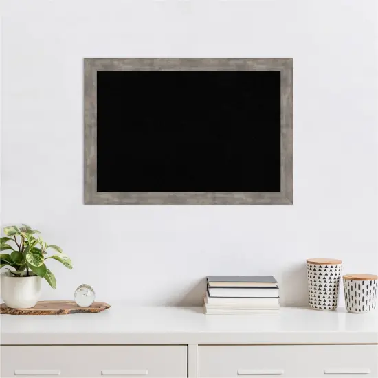 Marred Wood Framed Corkboard, Black Cork Marred Pewter {5}