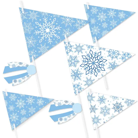 Big Dot of Happiness Blue Snowflakes - Triangle Winter Holiday Party Photo Props - Pennant Flag Centerpieces - Set of 20 {1}