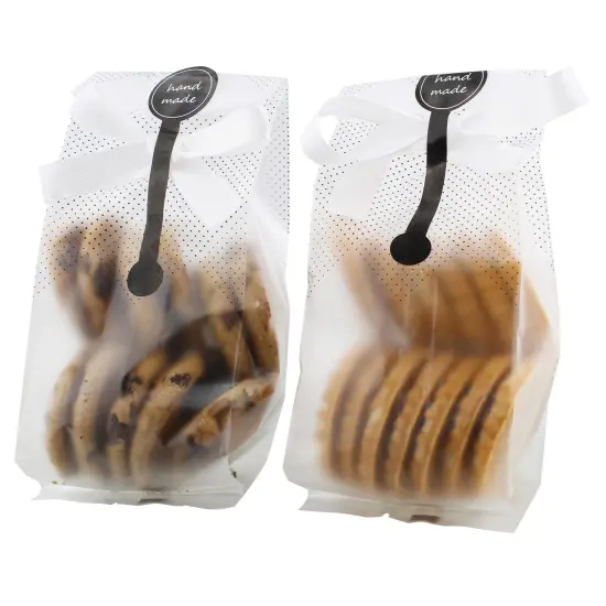 Spec101 Translucent Plastic Bags - 100pk Food Gift Bag with Stickers and Ribbon {5}