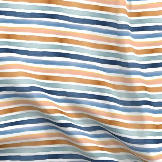 Various Fabrics by the Yard or Fat Quarter Watercolor Stripes Retro Blue Boho Orange Yellow Painterly Summer Custom Printed Fabric by Spoonflower {5}