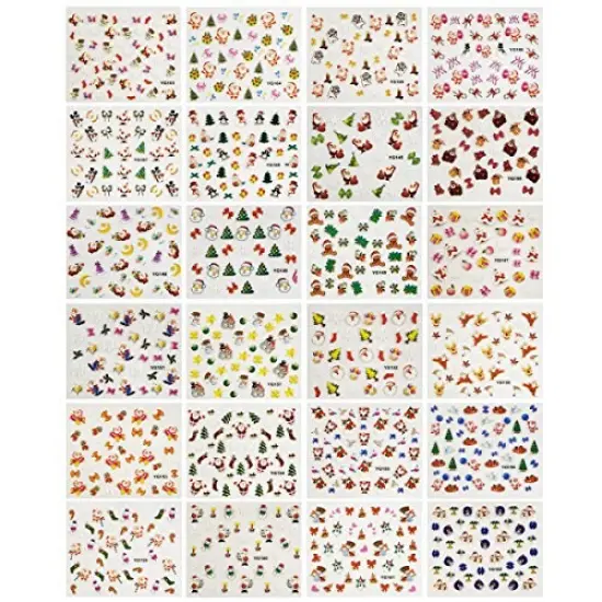 Wrapables 24 Sheets Falala Christmas Nail Stickers Holiday Nails Set Nail Art Sheets {2}