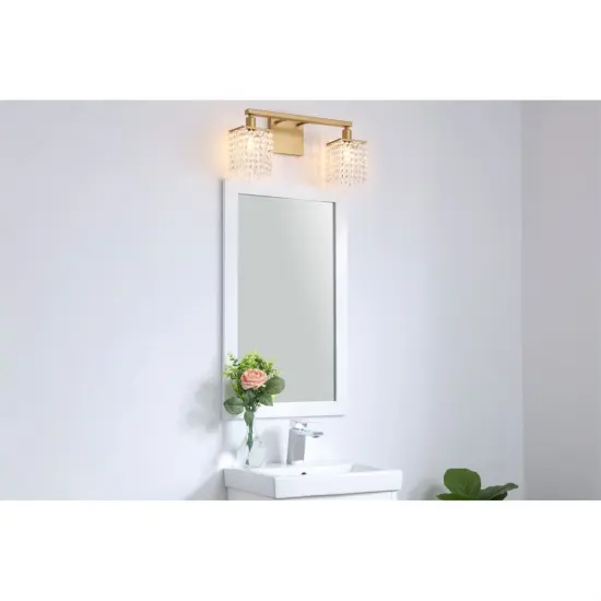 Phineas 2 light Brass and Clear Crystals wall sconce {2}