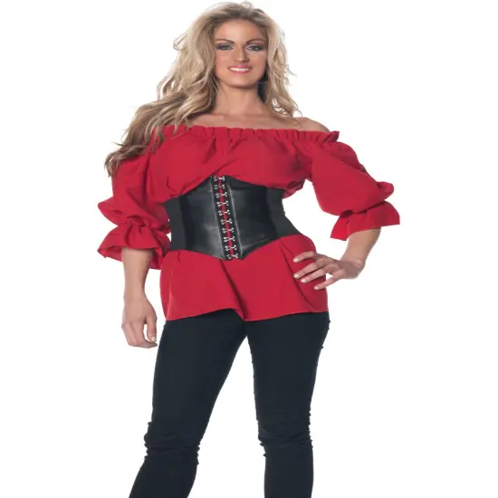 Women's Red Renaissance 3/4 Sleeve Costume Shirt {1}