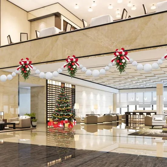 Northlight 6' White Shiny and Matte Shatterproof Ball Christmas Swag {5}