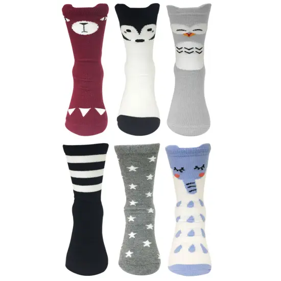 Wrapables My Best Buddy Socks for Baby (Set of 6), Nocturnal Friends {1}