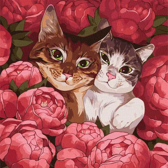 Painting by Numbers kit Kittens and Peonies KHO4341 {2}