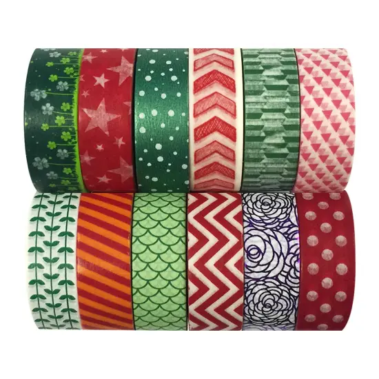 Wrapables Washi Tapes Decorative Masking Tapes, Set of 12, ADSET53 {1}