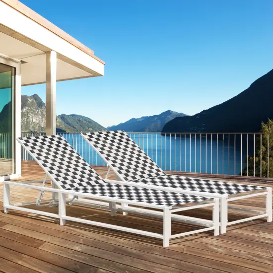 Outdoor Adjustable Patio Chaise Lounge Chair with Wheels and Sturdy Metal Frame {5}