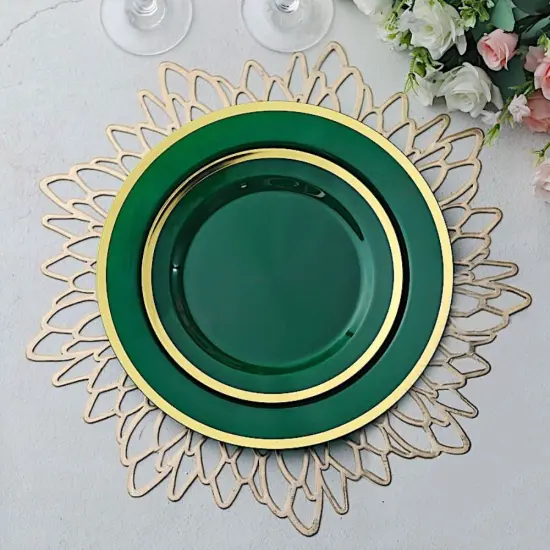 Round Plastic Dessert Plates with Gold Rim {6}
