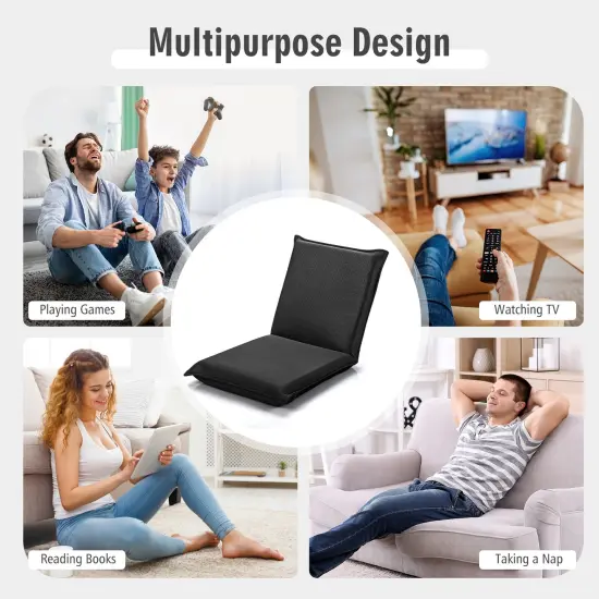 Adjustable 6 position Folding Lazy Man Sofa Chair Floor Chair Black {3}