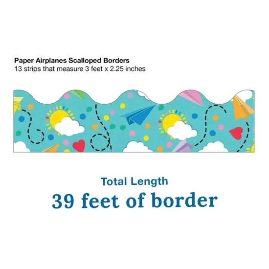 Paper Airplanes Scalloped Border, 39 Feet Per Pack, 6 Packs {2}