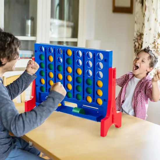 Jumbo 4-to-Score Connect Game Set with Carrying Bag and 42 Coins Red {2}