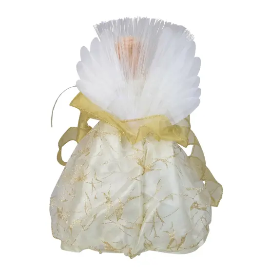 Kurt Adler 12" Ivory and Gold Lighted Angel Christmas Tree Topper - Clear Lights {4}