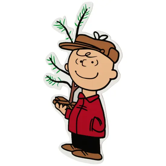 Northlight Peanuts Charlie Brown with Iconic Tree Double Sided Christmas Window Cling Decoration Red {4}