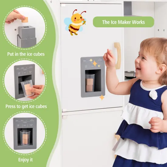 Toddler Corner Play Kitchen With Range Hood Ice Maker {6}