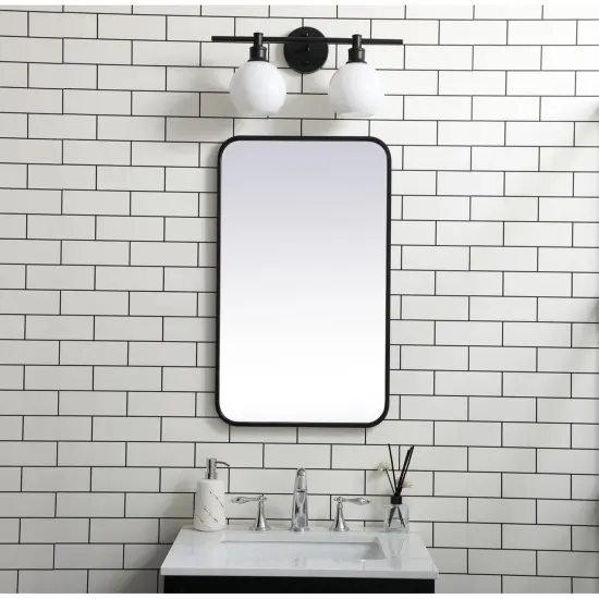 Soft corner metal rectangular mirror 18x30 inch in Black {2}