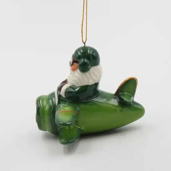 Ceramic Irish Santa Flying Airplane Ornament, Gift for Her, Gift for Pilot, Irish Saint Patrick&rsquo;s Day D&eacute;cor, Christmas Decor, Irish Airlines {4}