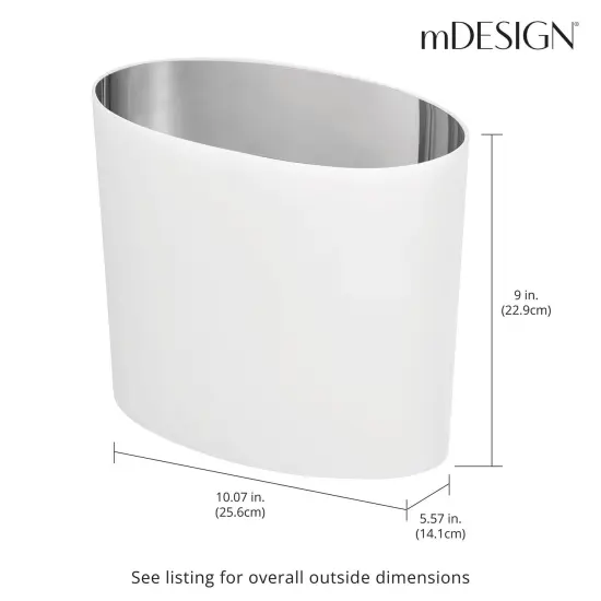 mDesign Metal Oval Small 1.8 Gallon Trash Can for Bathroom {3}