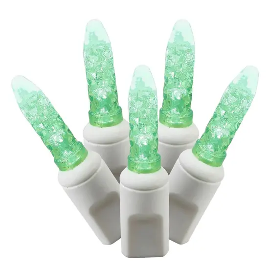 70 Green LED Lights / White Wire 9Ft. Icicle Christmas Light Set {1}