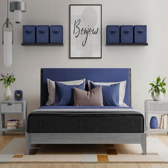 Sorbus Fabric Collapsible Cube Storage Bins Set (6 Pack) Navy Blue {2}