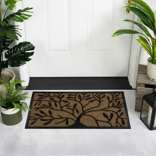 Northlight Tree of Life Rectangular Coir Door Mat 29.5" x 17.75" Brown {4}