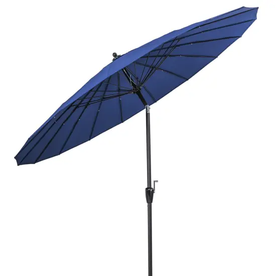 9 Feet Round Patio Umbrella With 18 Fiberglass Ribs Navy {4}