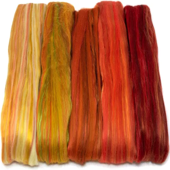 5oz Merino Silk Luxe Blends - Roving for Spinning, Felting, and Blending. Merino Wool + Glossy Mulberry Silk + Premium Tussah Silk. Spice Market {2}