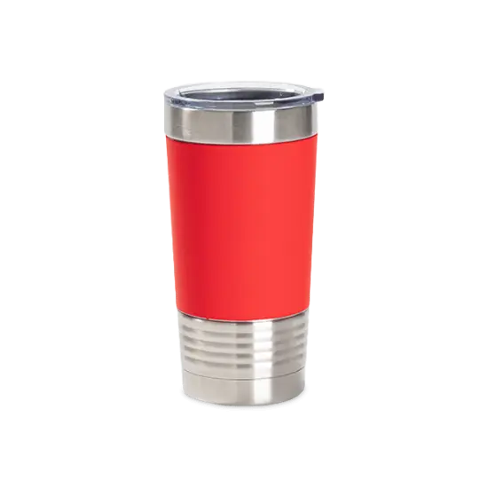 20oz Stainless Steel Tumber with Removable Silicone Sleeve (Red/White) {1}
