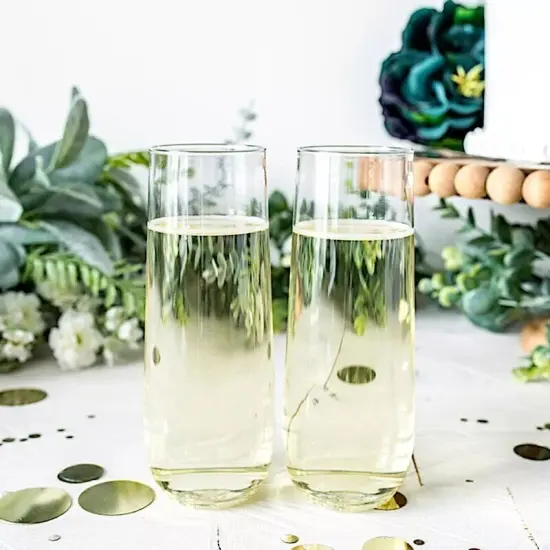 18 CLEAR 9 oz STEMLESS PLASTIC CHAMPAGNE FLUTES {2}