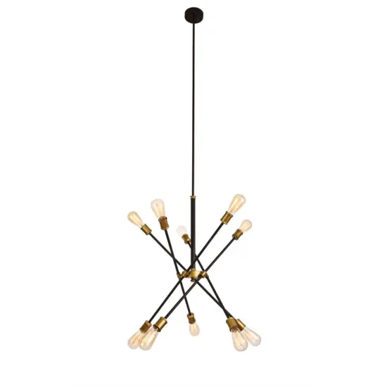 Axel Collection Chandelier D27.2 H32.5 Lt:10 Black and Brass Finish {3}