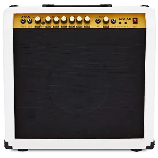 LyxPro Electric Guitar Amp, 60 Watt Portable Amplifier White {1}