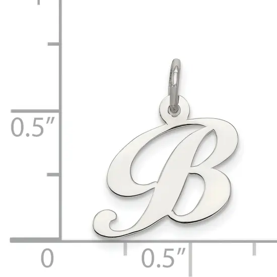 Sterling Silver Small Script Initial Letter B Charm Jewerly 16mm x 15mm {2}