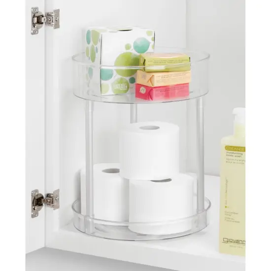 mDesign Bathroom Vanity 2-Level Makeup Storage Turntable {2}
