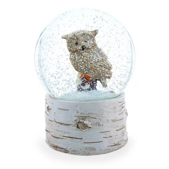 Owl Perched on Tree Branch Musical Water Snow Globe {4}
