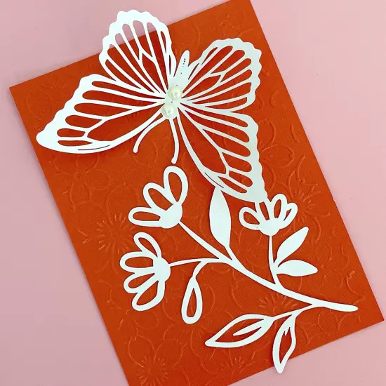 Wrapables Hollow Lace Paper for Arts & Crafts, Scrapbooking, Stationery, Photo Albums (Set of 2) Butterflies & Sprigs {5}