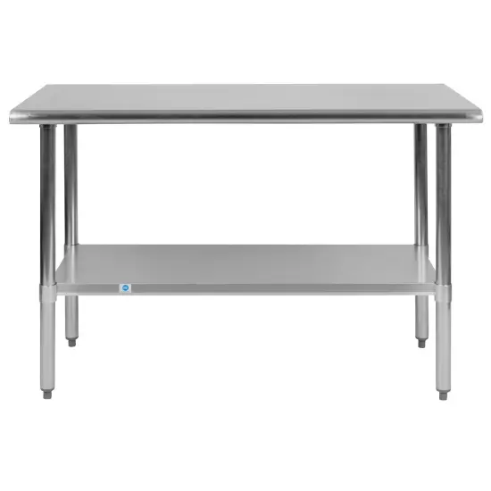 Emma and Oliver Stainless Steel 18 Gauge Prep and Work Table with Undershelf {3}