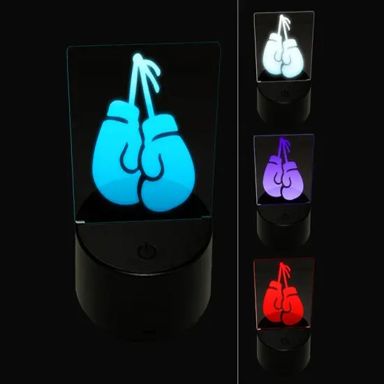 Pair of Boxing Gloves Hanging 3D Illusion LED Night Light Sign Nightstand Desk Lamp {1}