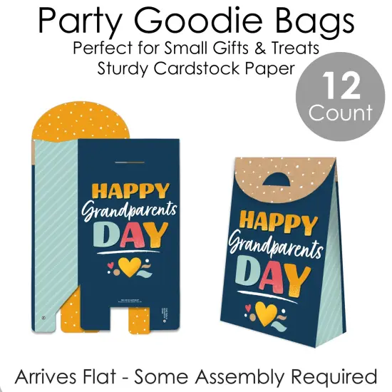 Big Dot of Happiness Happy Grandparents Day - Grandma & Grandpa Gift Favor Bags - Party Goodie Boxes - Set of 12 {7}
