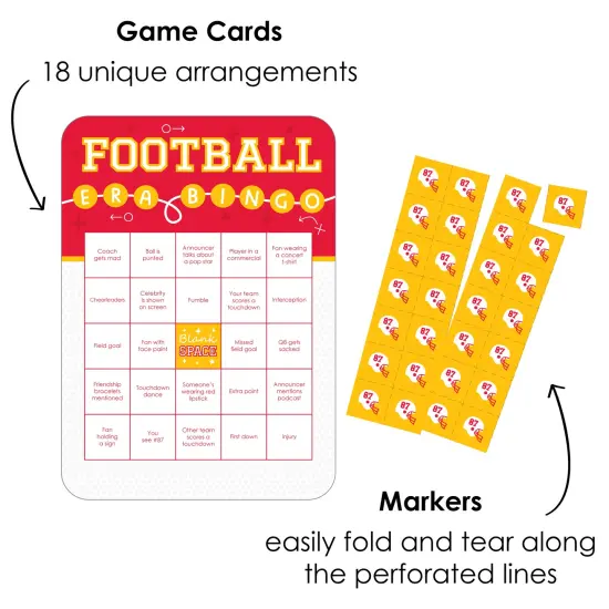 Big Dot of Happiness In My Football Era - Bingo Cards and Markers - Red and Gold Sports Party Bingo Game - Set of 18 {3}