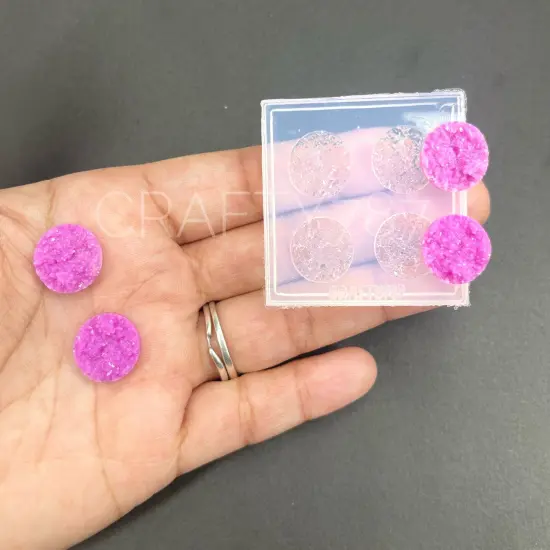 Druzy Circle 14mm Earring Silicone Mold (B5) {1}