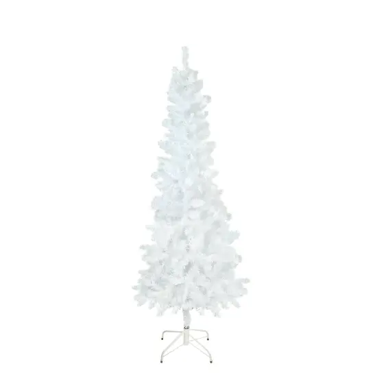Northlight 7.5' Pencil White Glimmer Iridescent Spruce Artificial Christmas Tree, Unlit {1}