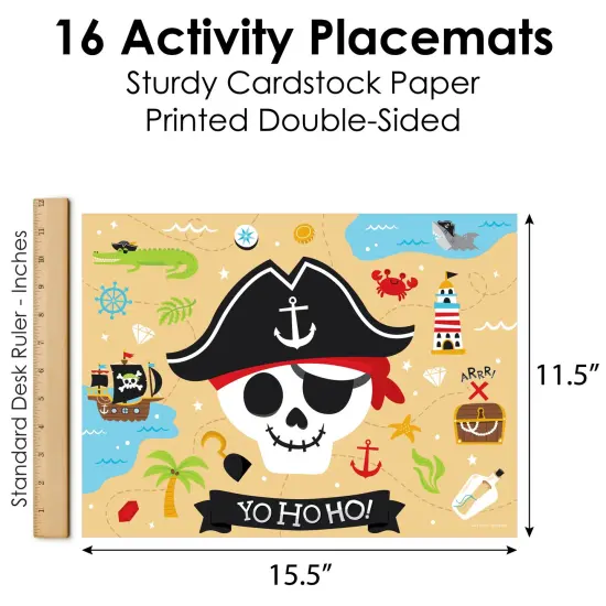 Big Dot of Happiness Pirate Ship Adventures - Paper Skull Birthday Party Coloring Sheets - Activity Placemats - Set of 16 {6}