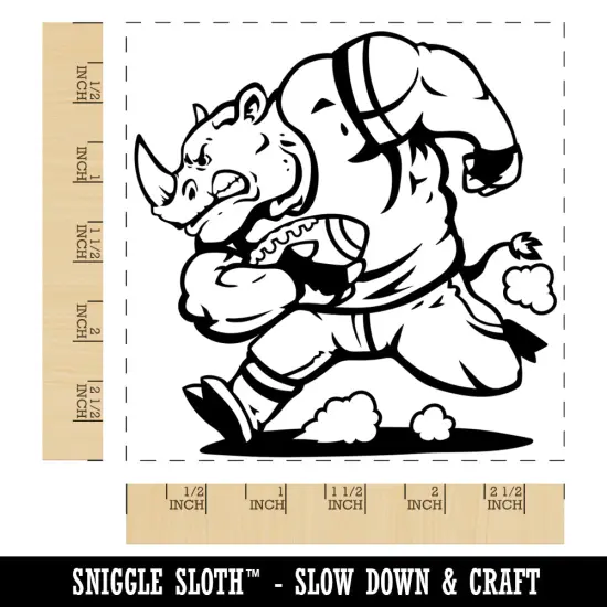 Rampaging Rhino Football Athletic Sports Square Rubber Stamp for Stamping Crafting {1}