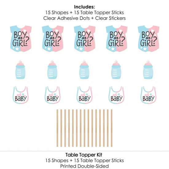 Big Dot of Happiness Baby Gender Reveal - Team Boy or Girl Party Centerpiece Sticks - Table Toppers - Set of 15 {7}
