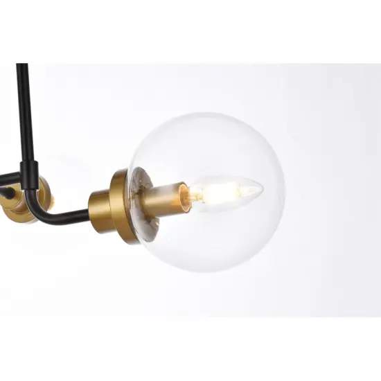 Hanson 8 lights pendant in black with brass with clear shade {5}