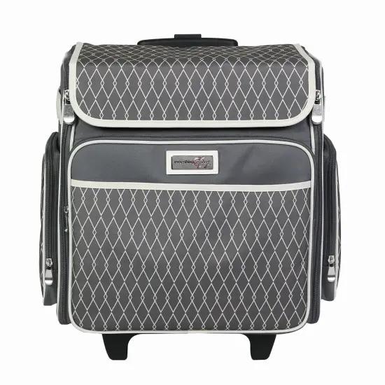 Collapsible Rolling Scrapbook & Featherweight Case, Grey & White {3}