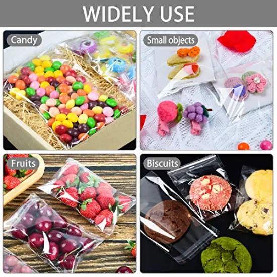 350 Pcs 4x6" Clear Cookie Bags, Self Sealing Cellophane Treat Bags, Great for Gift Giving or Party Favors Packaging, Resealable Candy, Dessert, Bakery Cello Wrapper Bags {2}