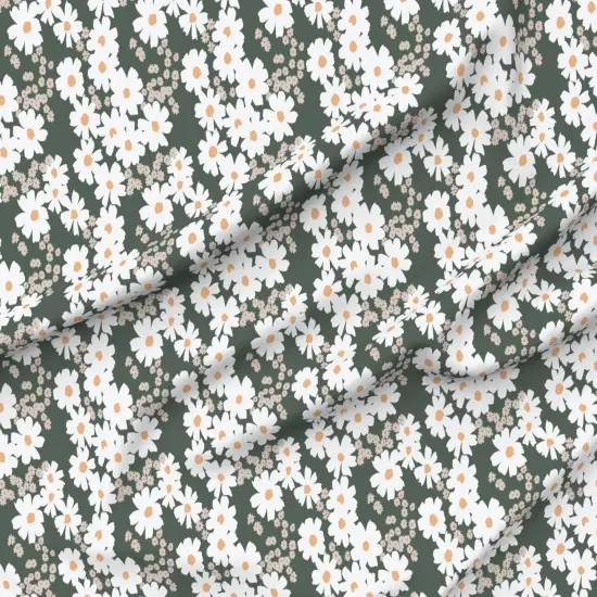 Various Fabrics by the Yard or Fat Quarter Summer Daisies Boho Daisy Flowers Green Modern Blossom Custom Printed Fabric by Spoonflower {6}