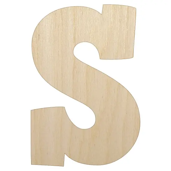 Letter S Uppercase Fun Bold Font Unfinished Wood Shape Piece Cutout for DIY Craft Projects {1}